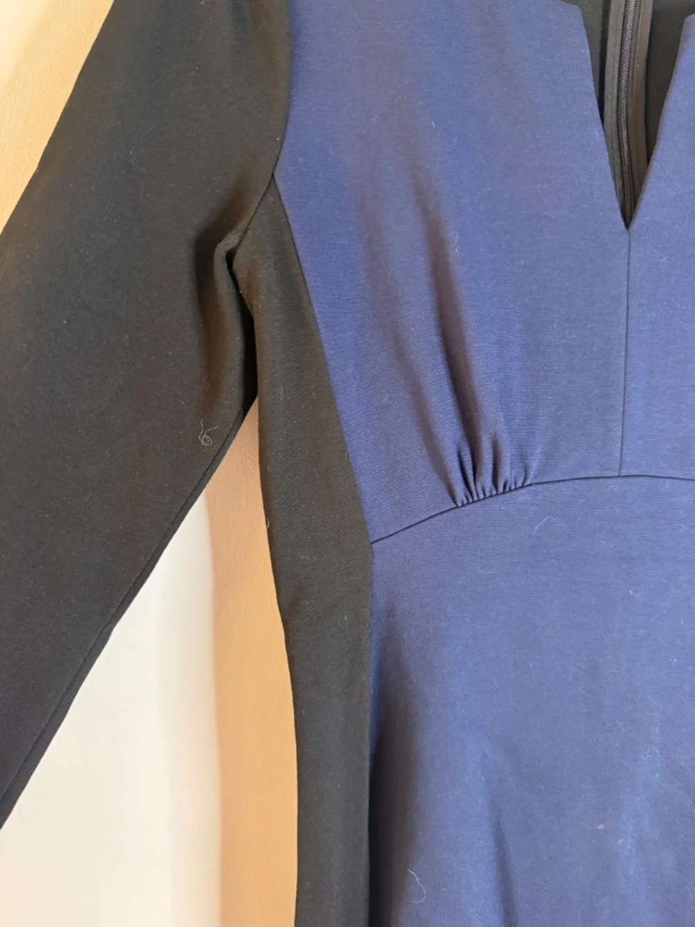 Kate Spade NY Split V-Neck 3/4 Navy Black A-Line Dress Size 8